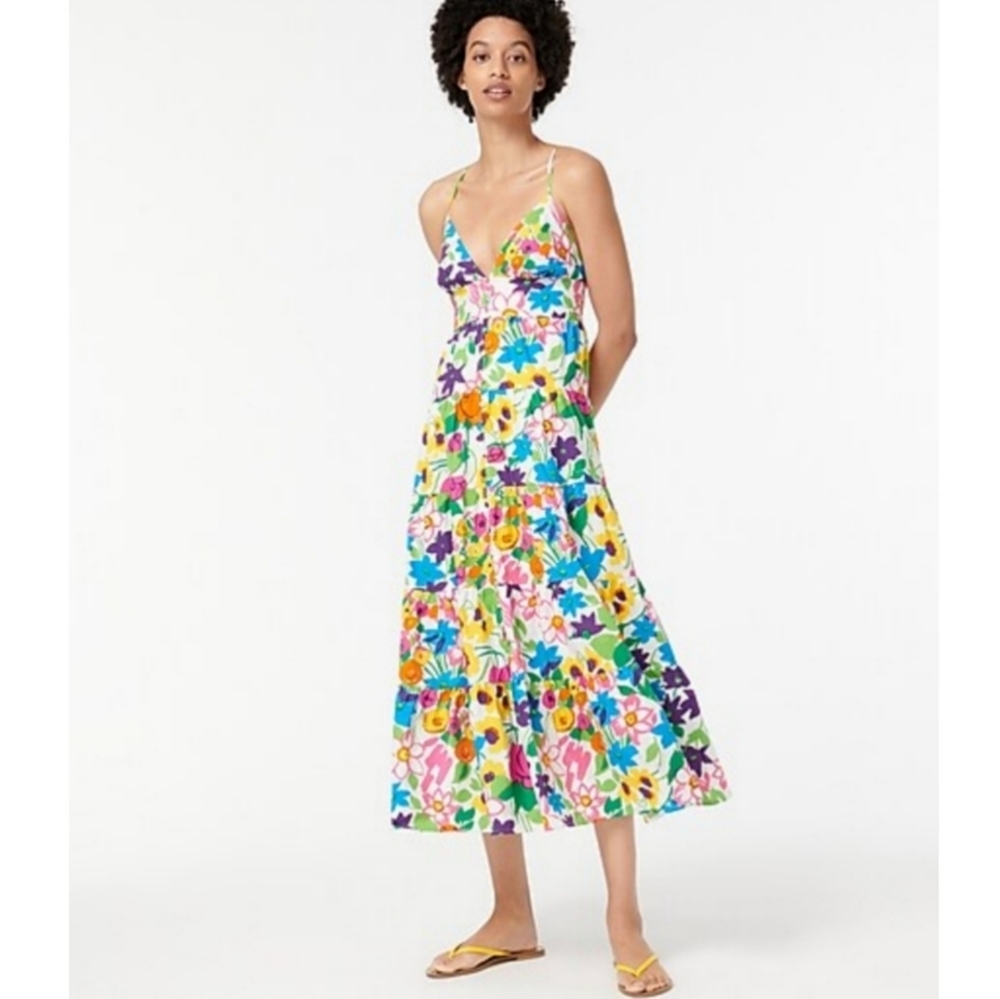 J. Crew Floral Midi Dress - Multicolor